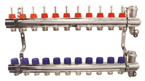 Collecteur PCBT 11 départs en laiton chromé - SOMATHERM